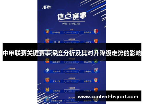 中甲联赛关键赛事深度分析及其对升降级走势的影响